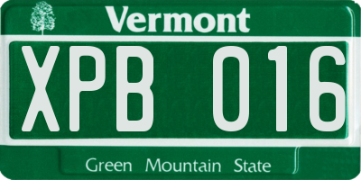 VT license plate XPB016