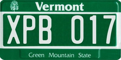 VT license plate XPB017