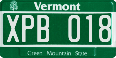 VT license plate XPB018