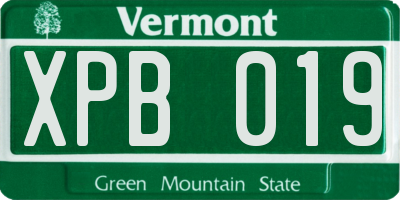 VT license plate XPB019