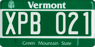 VT license plate XPB021