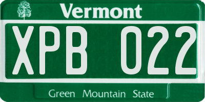 VT license plate XPB022