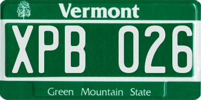 VT license plate XPB026