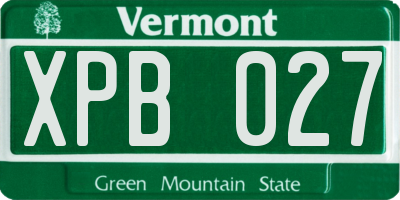 VT license plate XPB027