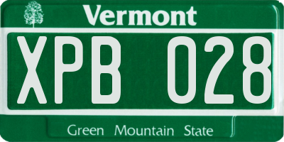 VT license plate XPB028