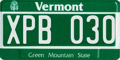 VT license plate XPB030
