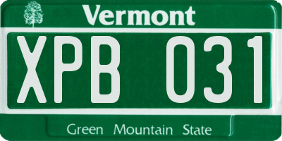 VT license plate XPB031