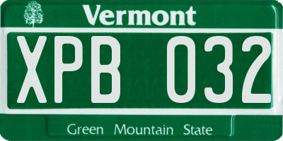 VT license plate XPB032