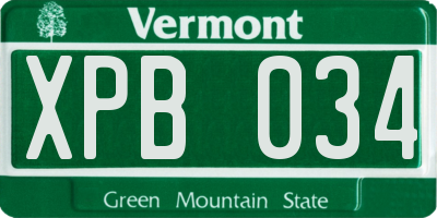 VT license plate XPB034