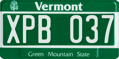 VT license plate XPB037