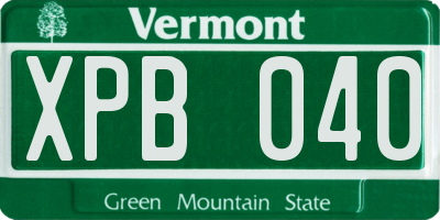 VT license plate XPB040