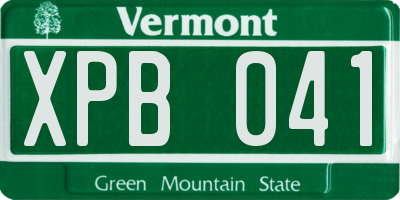 VT license plate XPB041