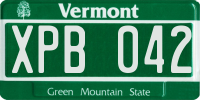 VT license plate XPB042