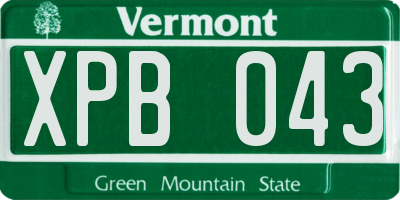 VT license plate XPB043