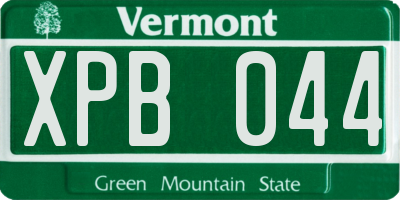 VT license plate XPB044