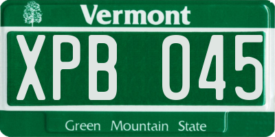 VT license plate XPB045