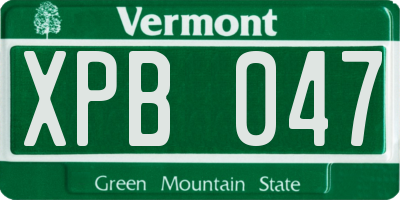 VT license plate XPB047