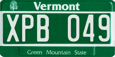VT license plate XPB049