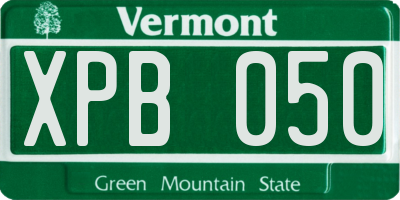VT license plate XPB050