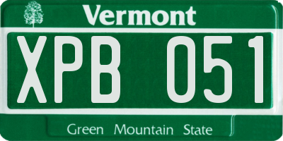 VT license plate XPB051