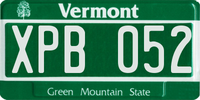 VT license plate XPB052