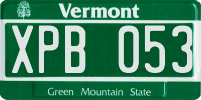VT license plate XPB053