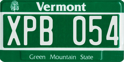 VT license plate XPB054