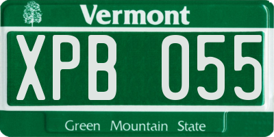 VT license plate XPB055