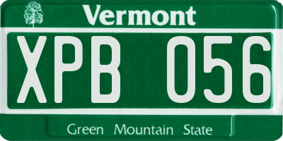 VT license plate XPB056