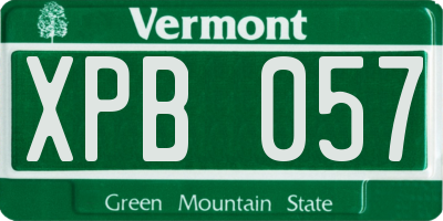 VT license plate XPB057