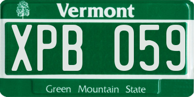 VT license plate XPB059