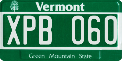 VT license plate XPB060