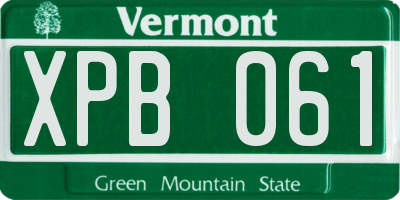 VT license plate XPB061