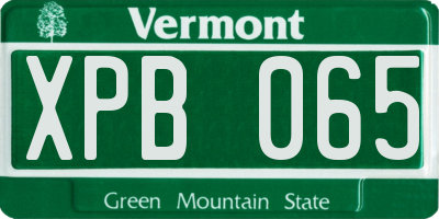 VT license plate XPB065