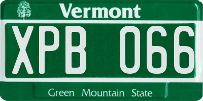 VT license plate XPB066