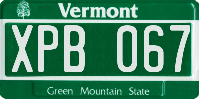 VT license plate XPB067