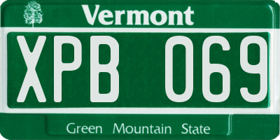 VT license plate XPB069