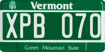 VT license plate XPB070