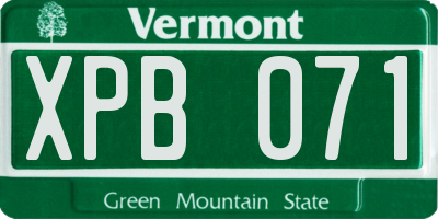 VT license plate XPB071