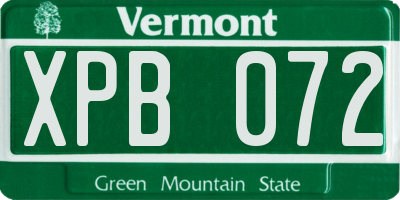 VT license plate XPB072