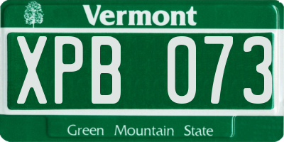 VT license plate XPB073