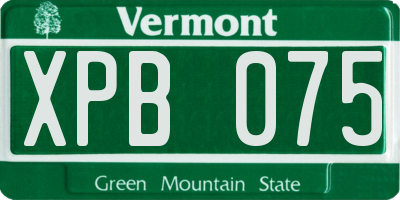 VT license plate XPB075
