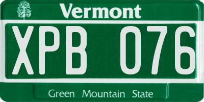 VT license plate XPB076