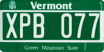 VT license plate XPB077