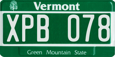 VT license plate XPB078