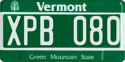 VT license plate XPB080