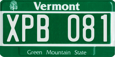 VT license plate XPB081