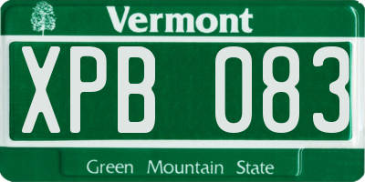 VT license plate XPB083