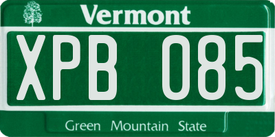VT license plate XPB085