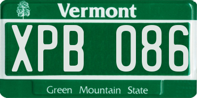 VT license plate XPB086